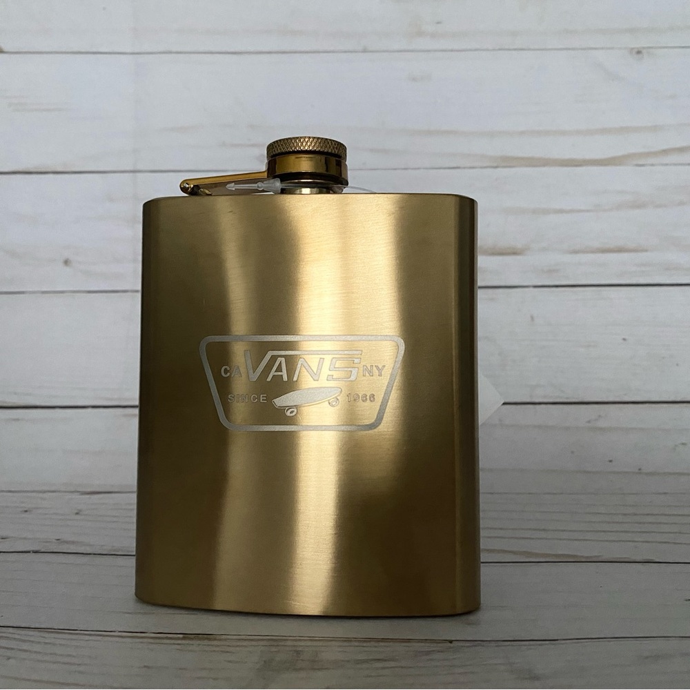 Vans 🛹 Gold Tone Stainless Steel Flask 7 oz. NWT